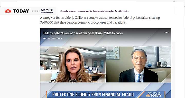 Maria Shriver, NBC Today Show: How to prevent financial elder abuse from an in-home caregiver.